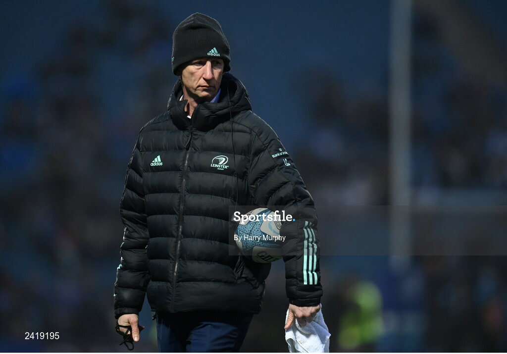 28 January 2023; Leinster head coach Leo Cullen before the United Rugby Championship match between Leinster and Cardiff at RDS Arena in Dublin. Photo by Harry Murphy/Sportsfile