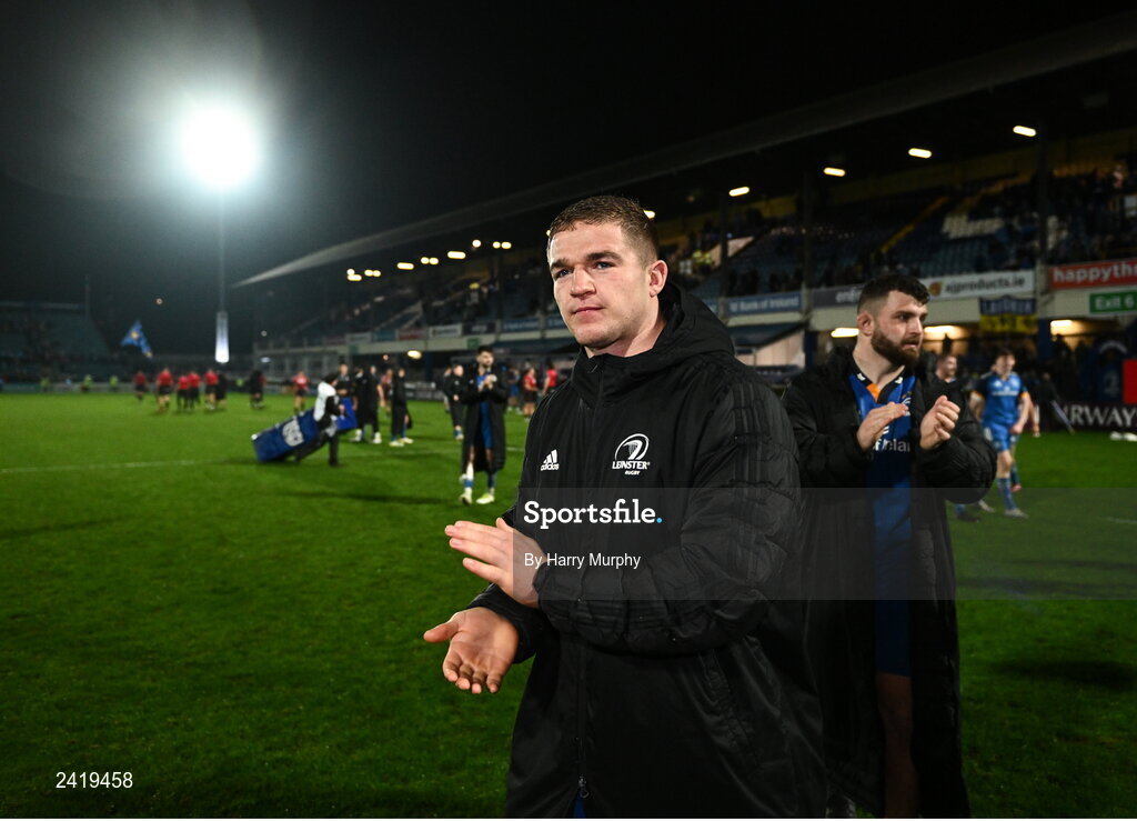 28 January 2023; Scott Penny of Leinster after his side's victory in the United Rugby Championship match between Leinster and Cardiff at RDS Arena in Dublin. Photo by Harry Murphy/Sportsfile