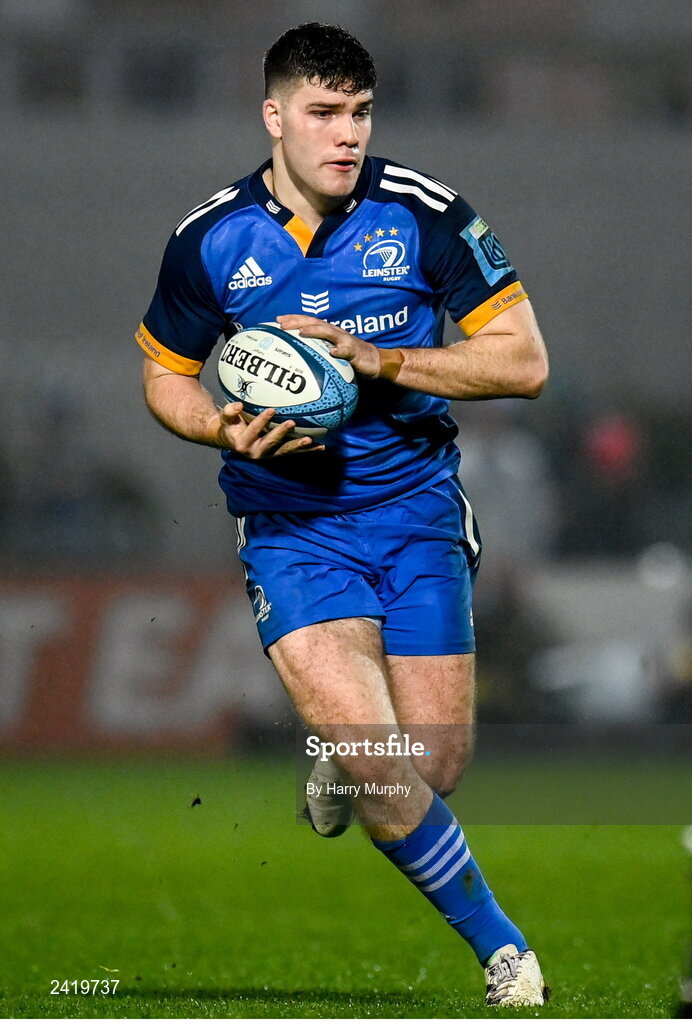 28 January 2023; Ben Brownlee of Leinster during the United Rugby Championship match between Leinster and Cardiff at RDS Arena in Dublin. Photo by Harry Murphy/Sportsfile