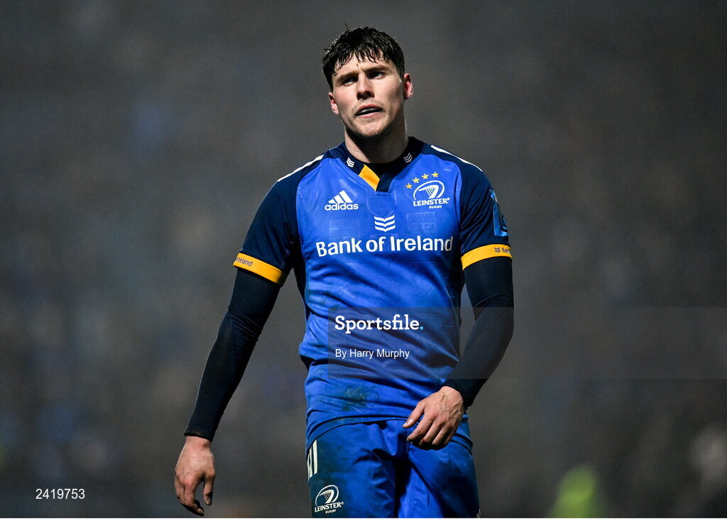28 January 2023; Max O'Reilly of Leinster during the United Rugby Championship match between Leinster and Cardiff at RDS Arena in Dublin. Photo by Harry Murphy/Sportsfile