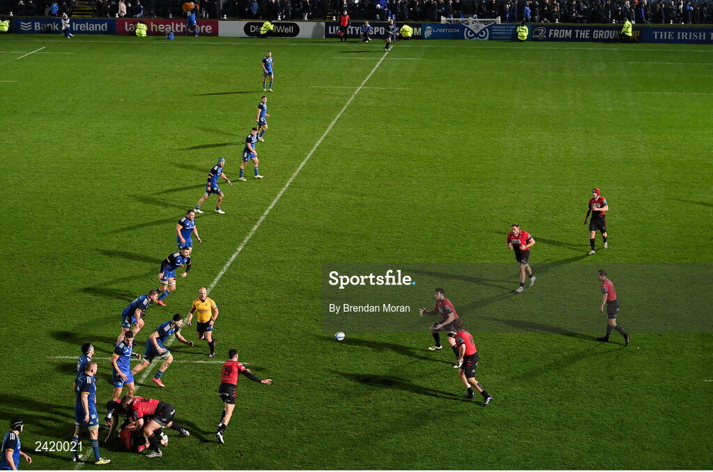 28 January 2023; A general view of the action during the United Rugby Championship match between Leinster and Cardiff at RDS Arena in Dublin. Photo by Brendan Moran/Sportsfile