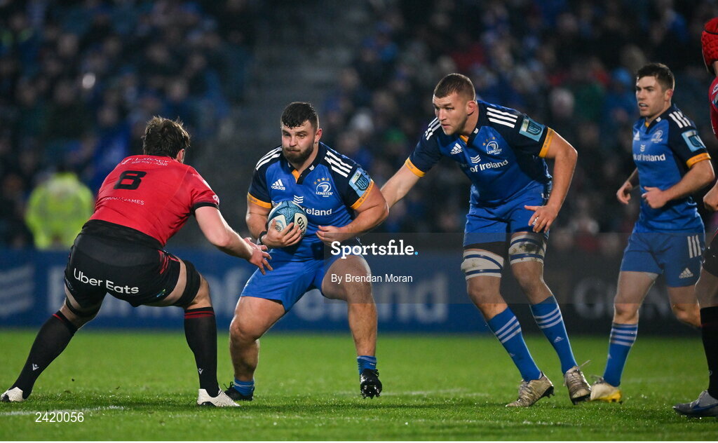28 January 2023; Michael Milne of Leinster during the United Rugby Championship match between Leinster and Cardiff at RDS Arena in Dublin. Photo by Brendan Moran/Sportsfile