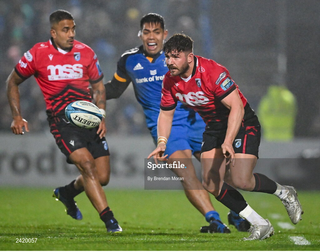 28 January 2023; Kirby Myhill of Cardiff during the United Rugby Championship match between Leinster and Cardiff at RDS Arena in Dublin. Photo by Brendan Moran/Sportsfile