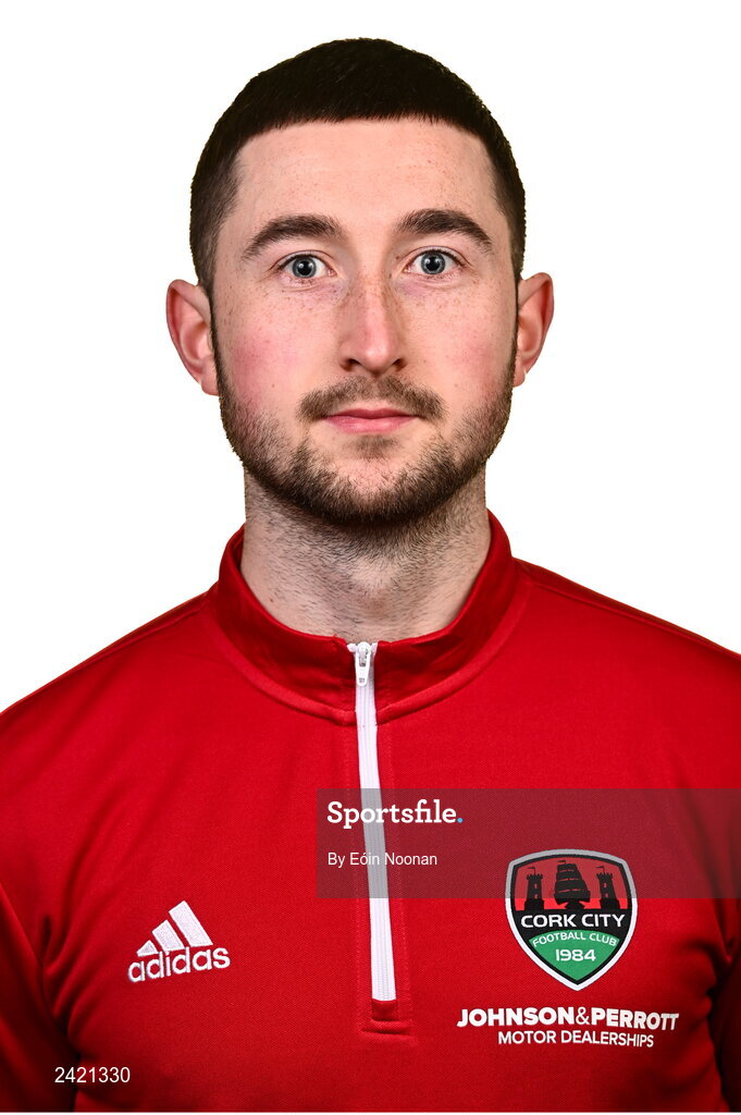 31 January 2023; Strength and conditioning coach Leon Foley poses for a portrait during a Cork City squad portrait session at Bishopstown Stadium in Cork. Photo by Eóin Noonan/Sportsfile