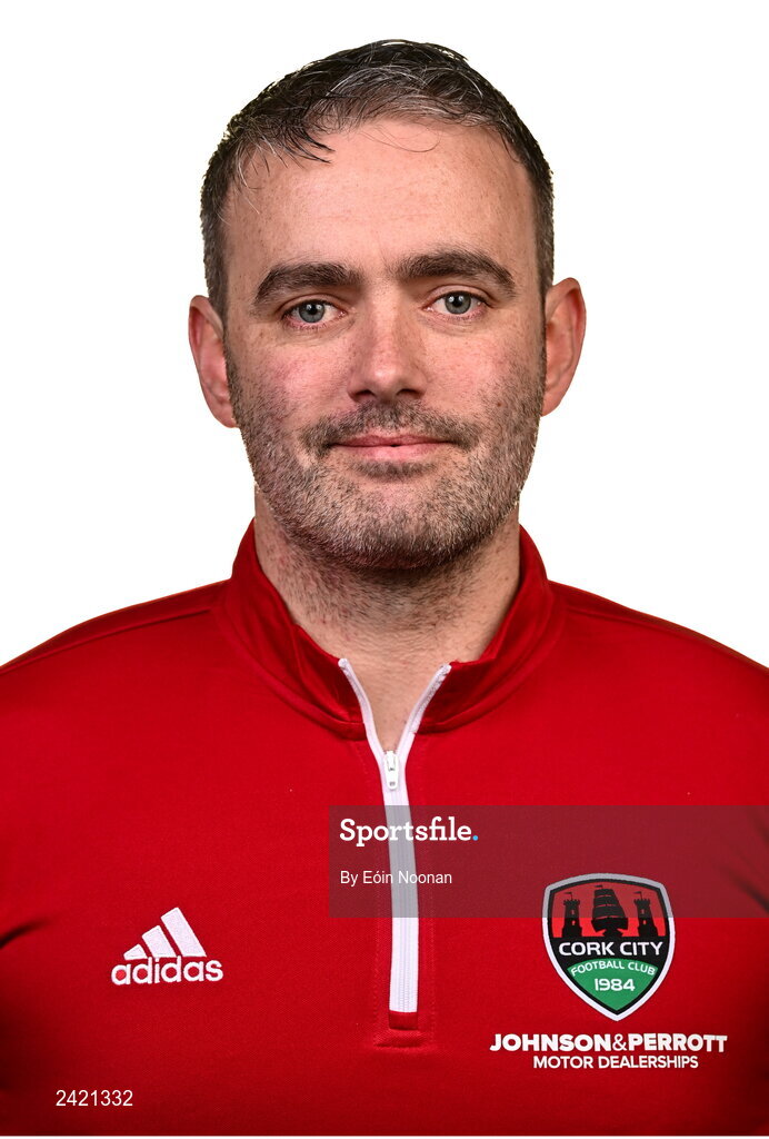 31 January 2023; Assistant manager Richie Holland poses for a portrait during a Cork City squad portrait session at Bishopstown Stadium in Cork. Photo by Eóin Noonan/Sportsfile