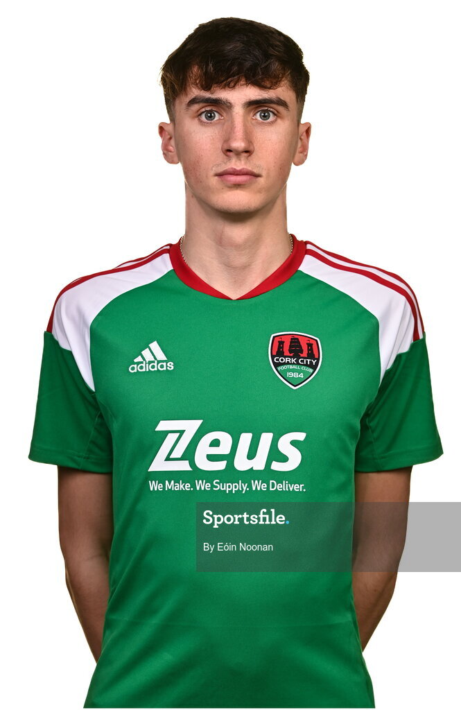 31 January 2023; John O'Donovan poses for a portrait during a Cork City squad portrait session at Bishopstown Stadium in Cork. Photo by Eóin Noonan/Sportsfile