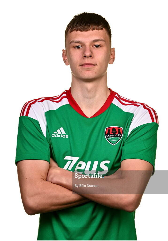 31 January 2023; Joe O'Brien-Whitmarsh poses for a portrait during a Cork City squad portrait session at Bishopstown Stadium in Cork. Photo by Eóin Noonan/Sportsfile