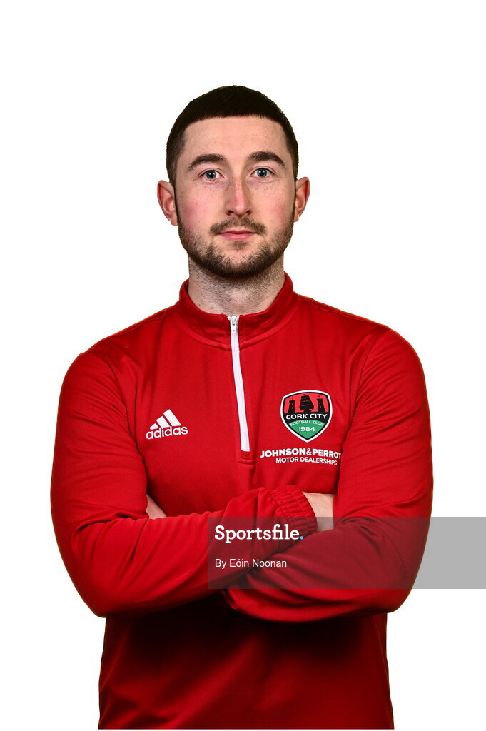 31 January 2023; Strength and conditioning coach Leon Foley poses for a portrait during a Cork City squad portrait session at Bishopstown Stadium in Cork. Photo by Eóin Noonan/Sportsfile