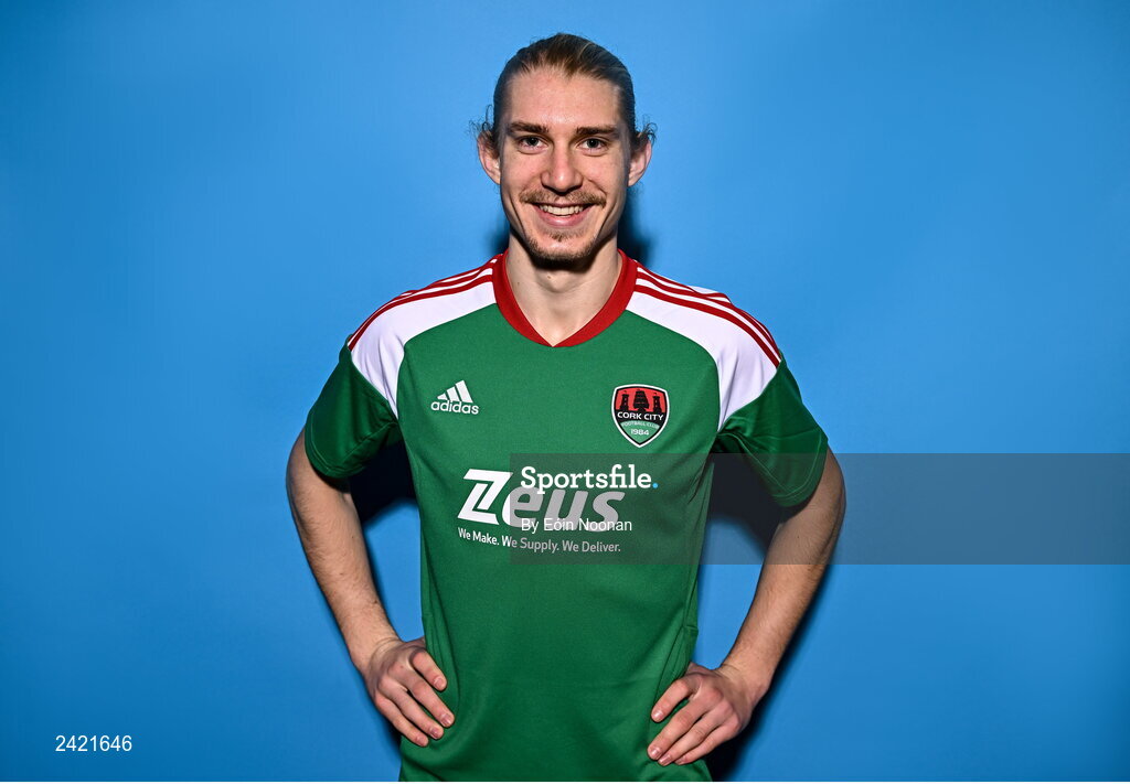 31 January 2023; Jonas Häkkinen poses for a portrait during a Cork City squad portrait session at Bishopstown Stadium in Cork. Photo by Eóin Noonan/Sportsfile