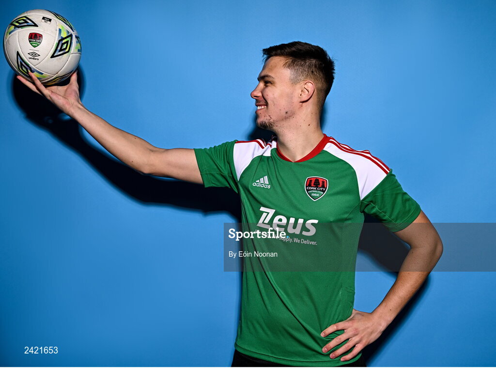 31 January 2023; Cian Coleman poses for a portrait during a Cork City squad portrait session at Bishopstown Stadium in Cork. Photo by Eóin Noonan/Sportsfile