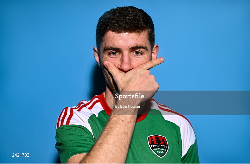 31 January 2023; Darragh Crowley poses for a portrait during a Cork City squad portrait session at Bishopstown Stadium in Cork. Photo by Eóin Noonan/Sportsfile