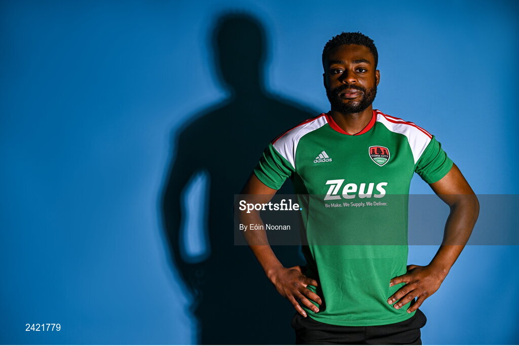 31 January 2023; Tunde Owolabi poses for a portrait during a Cork City squad portrait session at Bishopstown Stadium in Cork. Photo by Eóin Noonan/Sportsfile