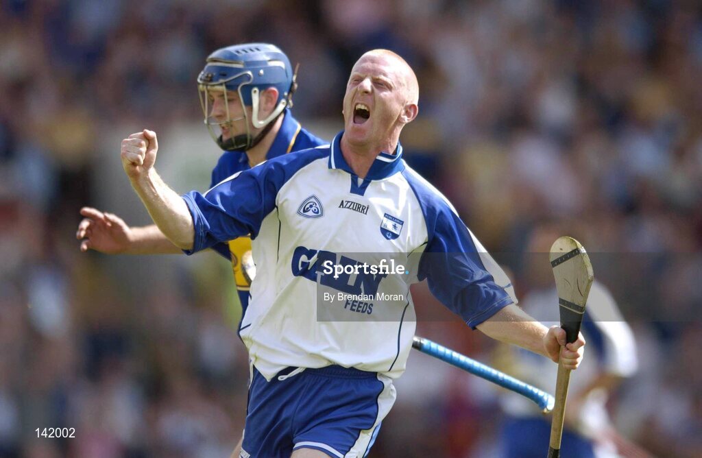 6 June 2004; John Mullane, Waterford, celebrates scoring his sides third goal against Tipperary. Guinness Munster Senior Hurling Championship semi-final, Tipperary v Waterford, Pairc Ui Chaoimh, Cork. Picture credit; Brendan Moran / SPORTSFILE