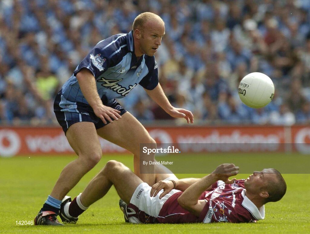 6 June 2004; Paul Conway, Westmeath, in action against Shane Ryan, Dublin. Bank of Ireland Leinster Senior Football Championship, Dublin v Westmeath, Croke Park, Dublin. Picture credit; David Maher / SPORTSFILE