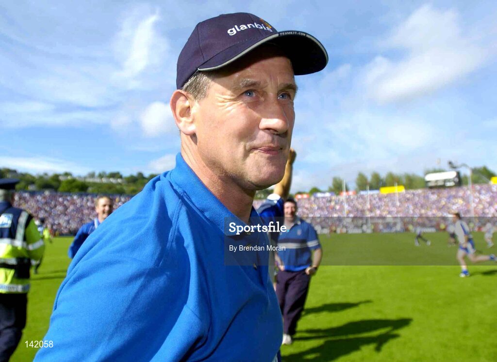 6 June 2004; Waterford manager Justin McCarthy in celebratory mood after victory over Tipperary. Guinness Munster Senior Hurling Championship Semi-Final, Tipperary v Waterford, Pairc Ui Chaoimh, Cork. Picture credit; Brendan Moran / SPORTSFILE