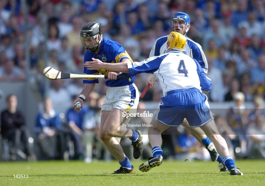 6 June 2004; Colin Morrissey, Tipperary, in action against Eoin Murphy, Waterford. Guinness Munster Senior Hurling Championship semi-final, Tipperary v Waterford, Pairc Ui Chaoimh, Cork. Picture credit; Brendan Moran / SPORTSFILE