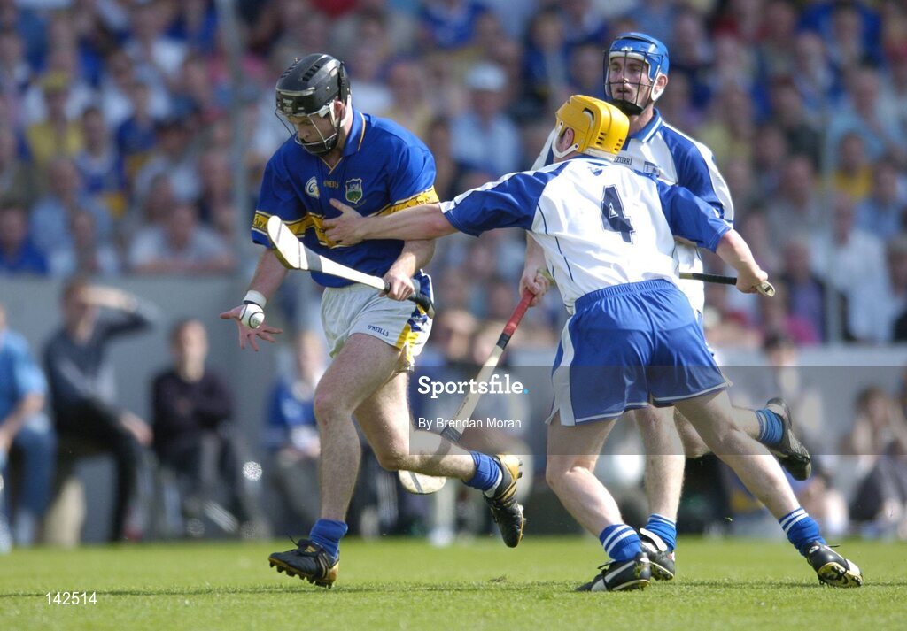 6 June 2004; Colin Morrissey, Tipperary, in action against Eoin Murphy, Waterford. Guinness Munster Senior Hurling Championship semi-final, Tipperary v Waterford, Pairc Ui Chaoimh, Cork. Picture credit; Brendan Moran / SPORTSFILE