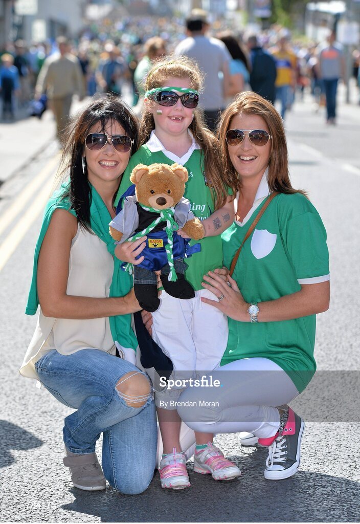18 August 2013; Daughters and grand daughter of former Limerick hurler Pat Hartigan, from left, Sally Ann Hartigan O'Toole, Holly O'Neill, age 6, and Faye Hartigan O'Neill, at the game. GAA Hurling All-Ireland Senior Championship, Semi-Final, Limerick v Clare, Croke Park, Dublin. Picture credit: Brendan Moran / SPORTSFILE