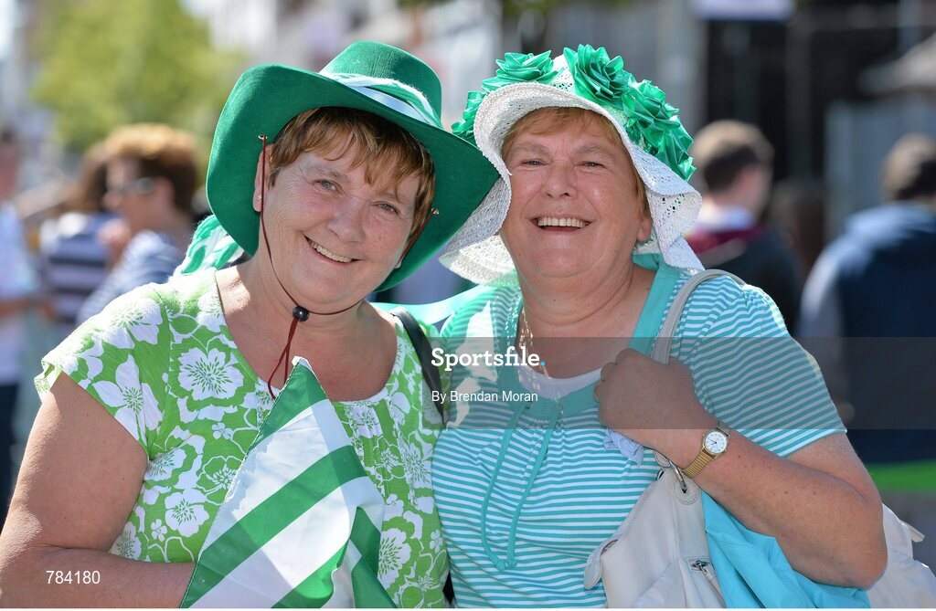18 August 2013; Limerick supporters and sisters Joan Burke, left, from Oola, Co. Limerick, and Therese Brennan, from Emly, Co. Tipperary, at the game. GAA Hurling All-Ireland Senior Championship, Semi-Final, Limerick v Clare, Croke Park, Dublin. Picture credit: Brendan Moran / SPORTSFILE