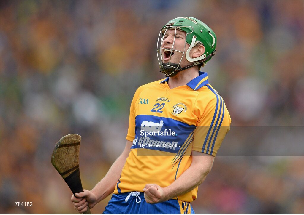 18 August 2013; Cathal McInerney, Clare, celebrates at the final whistle. GAA Hurling All-Ireland Senior Championship, Semi-Final, Limerick v Clare, Croke Park, Dublin. Picture credit: Stephen McCarthy / SPORTSFILE
