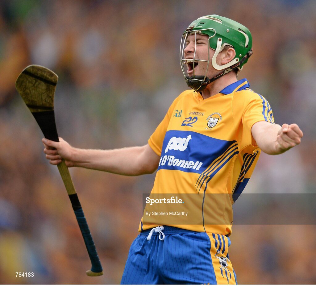 18 August 2013; Cathal McInerney, Clare, celebrates at the final whistle. GAA Hurling All-Ireland Senior Championship, Semi-Final, Limerick v Clare, Croke Park, Dublin. Picture credit: Stephen McCarthy / SPORTSFILE