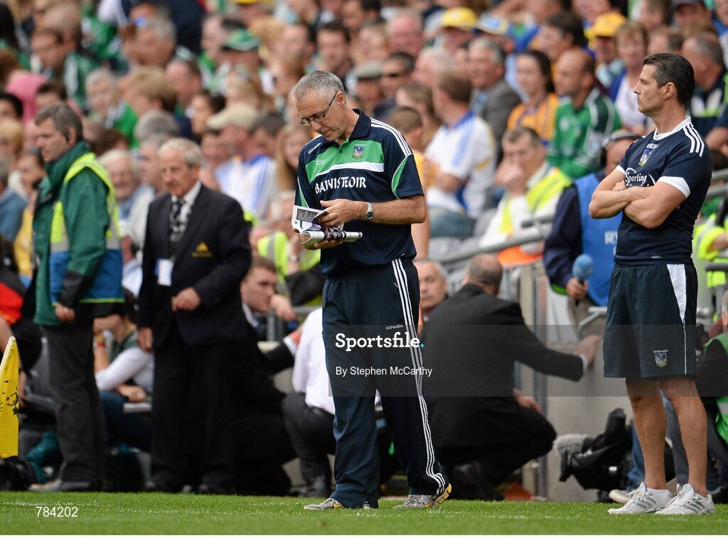 18 August 2013; Limerick manager John Allen during the closing stages of the game. GAA Hurling All-Ireland Senior Championship, Semi-Final, Limerick v Clare, Croke Park, Dublin. Picture credit: Stephen McCarthy / SPORTSFILE