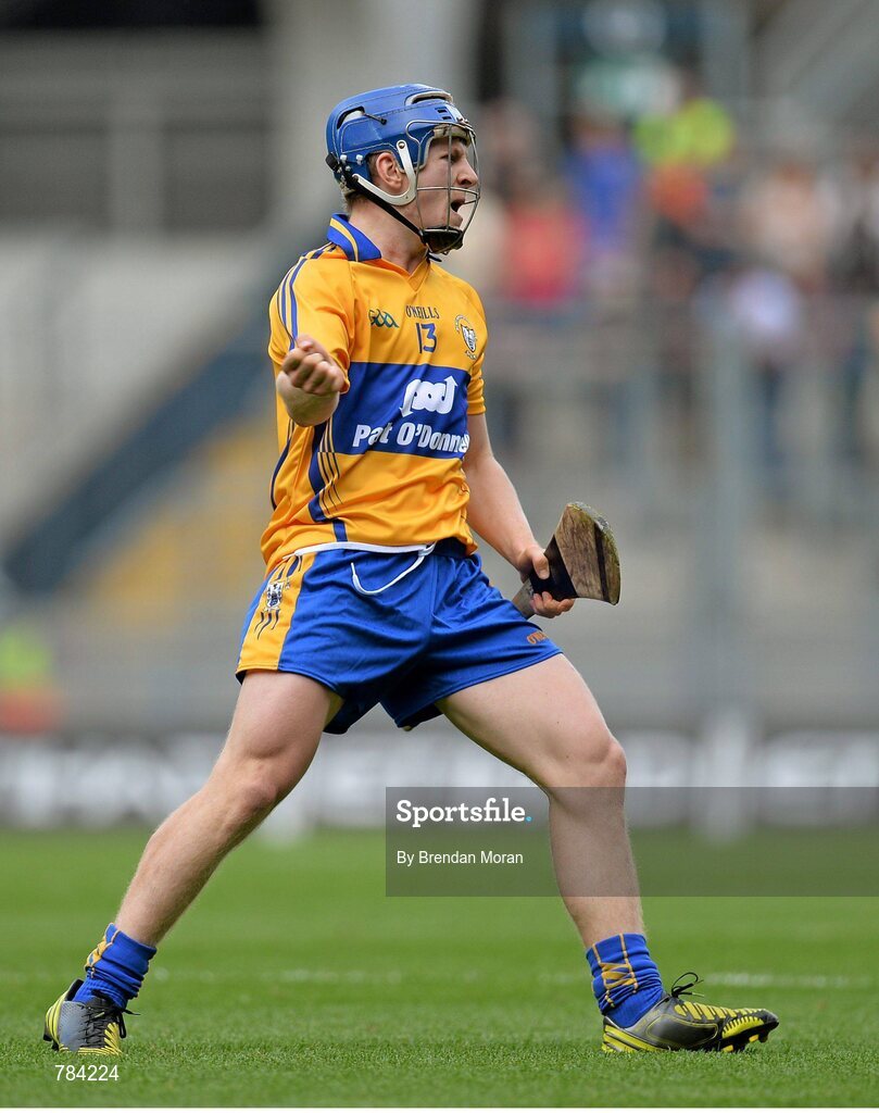 18 August 2013; Pádraic Collins, Clare, celebrates after scoring a point against Limerick. GAA Hurling All-Ireland Senior Championship, Semi-Final, Limerick v Clare, Croke Park, Dublin. Picture credit: Brendan Moran / SPORTSFILE