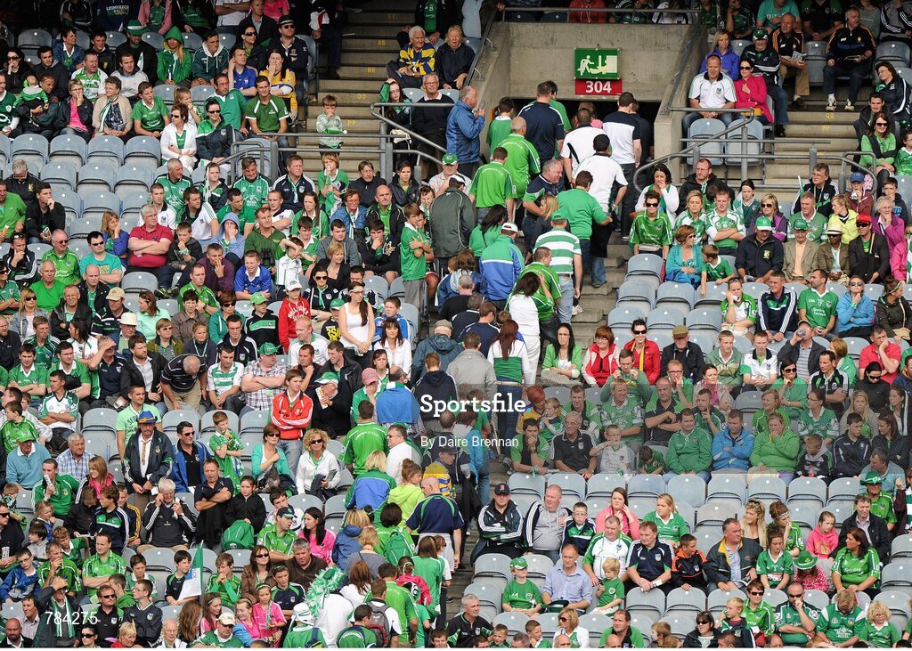 18 August 2013; Limerick supporters make their way towards the exit before the end of the game. GAA Hurling All-Ireland Senior Championship, Semi-Final, Limerick v Clare, Croke Park, Dublin. Picture credit: Dáire Brennan / SPORTSFILE