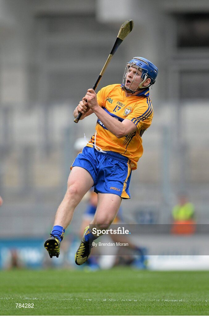 18 August 2013; Pádraic Collins, Clare, watches his shot go over the bar for a point. GAA Hurling All-Ireland Senior Championship, Semi-Final, Limerick v Clare, Croke Park, Dublin. Picture credit: Brendan Moran / SPORTSFILE