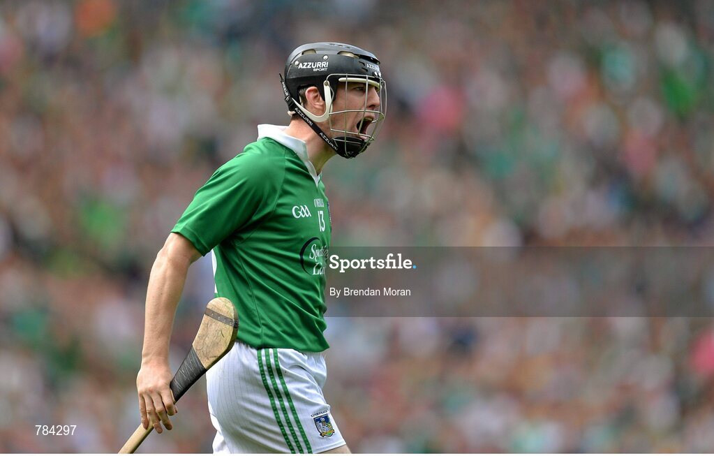18 August 2013; Graeme Mulcahy, Limerick, celebrates after winning a free against Clare. GAA Hurling All-Ireland Senior Championship, Semi-Final, Limerick v Clare, Croke Park, Dublin. Picture credit: Brendan Moran / SPORTSFILE