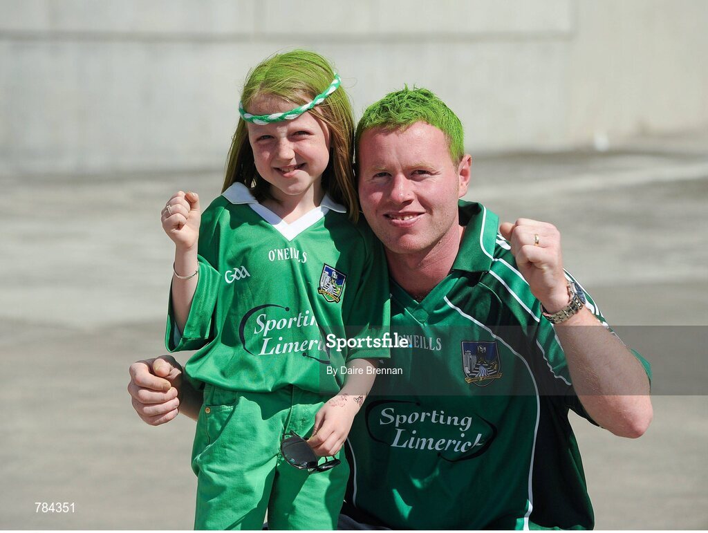 18 August 2013; Limerick supporters Patrick Enright, and Grace O'Connell, from Rathkeale, Co. Limerick, on their way to the game. GAA Hurling All-Ireland Senior Championship, Semi-Final, Limerick v Clare, Croke Park, Dublin. Picture credit: Dáire Brennan / SPORTSFILE