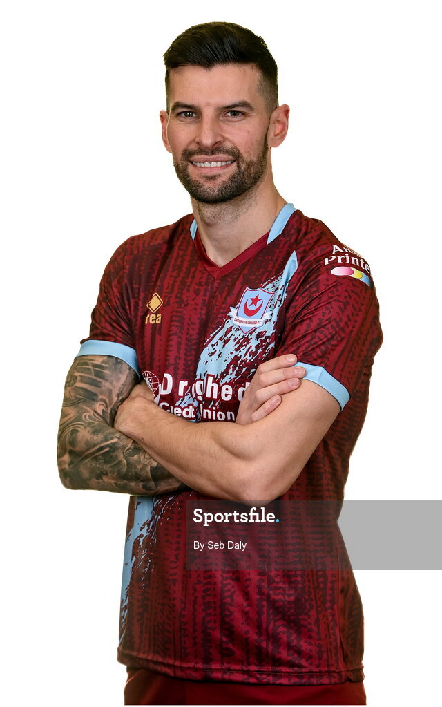 6 February 2023; Adam Foley stands for a portrait during a Drogheda United squad portrait session at Weaver's Park in Drogheda, Louth. Photo by Seb Daly/Sportsfile