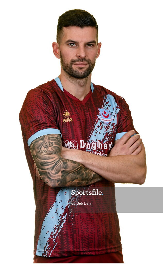6 February 2023; Adam Foley stands for a portrait during a Drogheda United squad portrait session at Weaver's Park in Drogheda, Louth. Photo by Seb Daly/Sportsfile