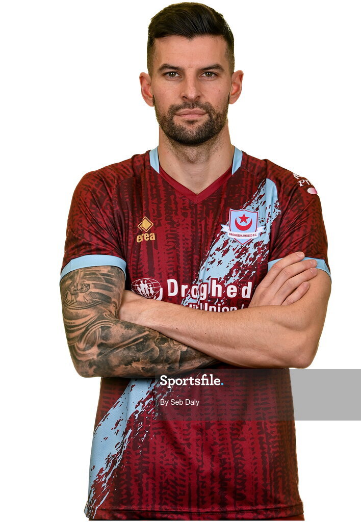 6 February 2023; Adam Foley stands for a portrait during a Drogheda United squad portrait session at Weaver's Park in Drogheda, Louth. Photo by Seb Daly/Sportsfile