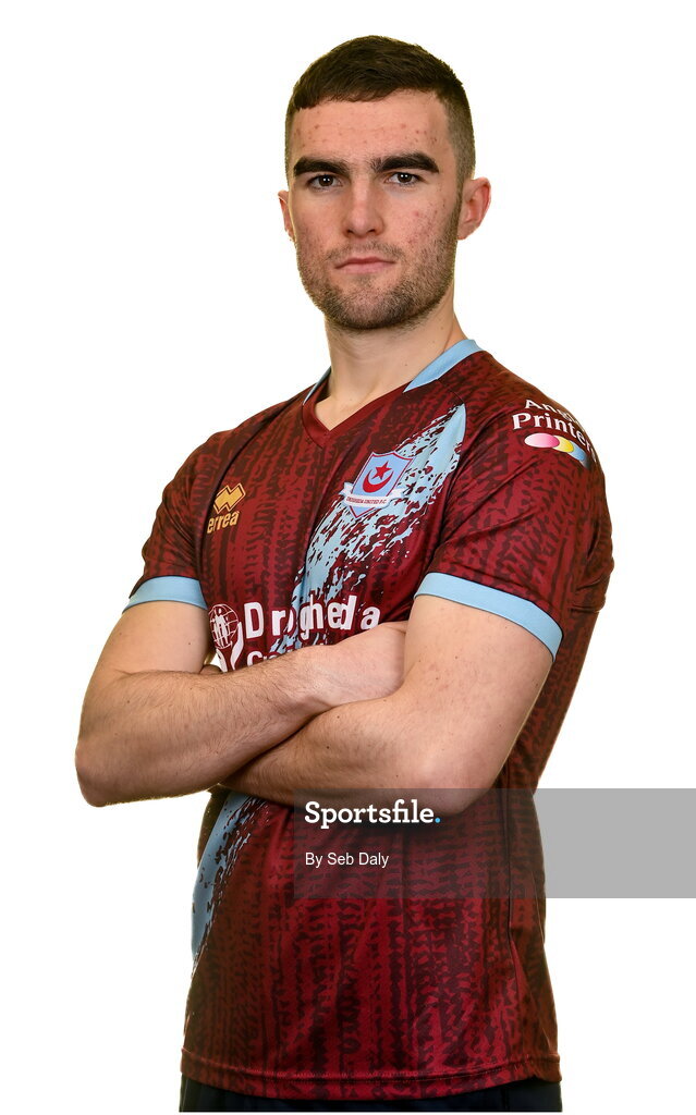 6 February 2023; Jarlath Jones stands for a portrait during a Drogheda United squad portrait session at Weaver's Park in Drogheda, Louth. Photo by Seb Daly/Sportsfile