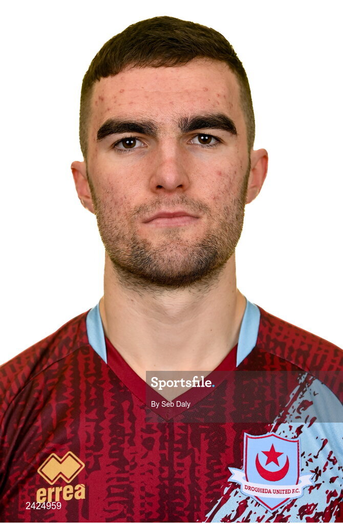 6 February 2023; Jarlath Jones stands for a portrait during a Drogheda United squad portrait session at Weaver's Park in Drogheda, Louth. Photo by Seb Daly/Sportsfile