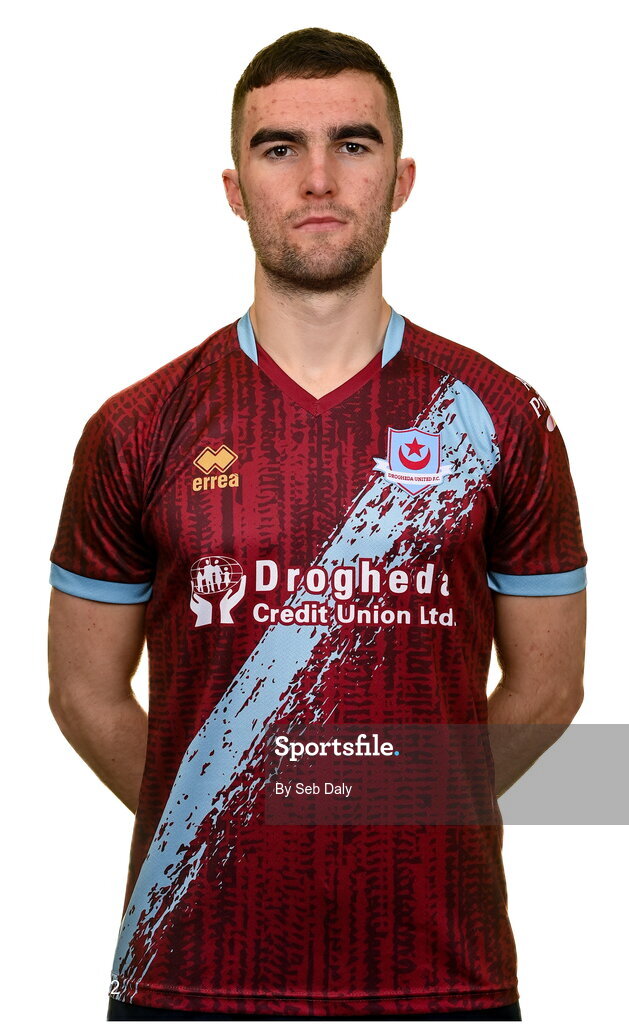 6 February 2023; Jarlath Jones stands for a portrait during a Drogheda United squad portrait session at Weaver's Park in Drogheda, Louth. Photo by Seb Daly/Sportsfile