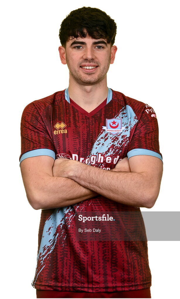6 February 2023; Darragh Noone stands for a portrait during a Drogheda United squad portrait session at Weaver's Park in Drogheda, Louth. Photo by Seb Daly/Sportsfile