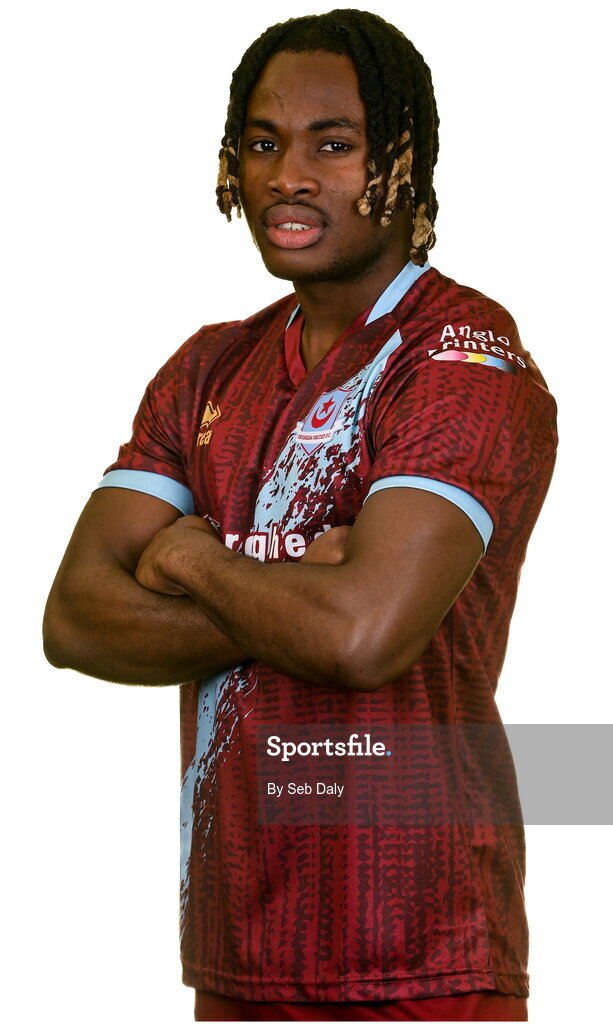 6 February 2023; Victor Arong stands for a portrait during a Drogheda United squad portrait session at Weaver's Park in Drogheda, Louth. Photo by Seb Daly/Sportsfile