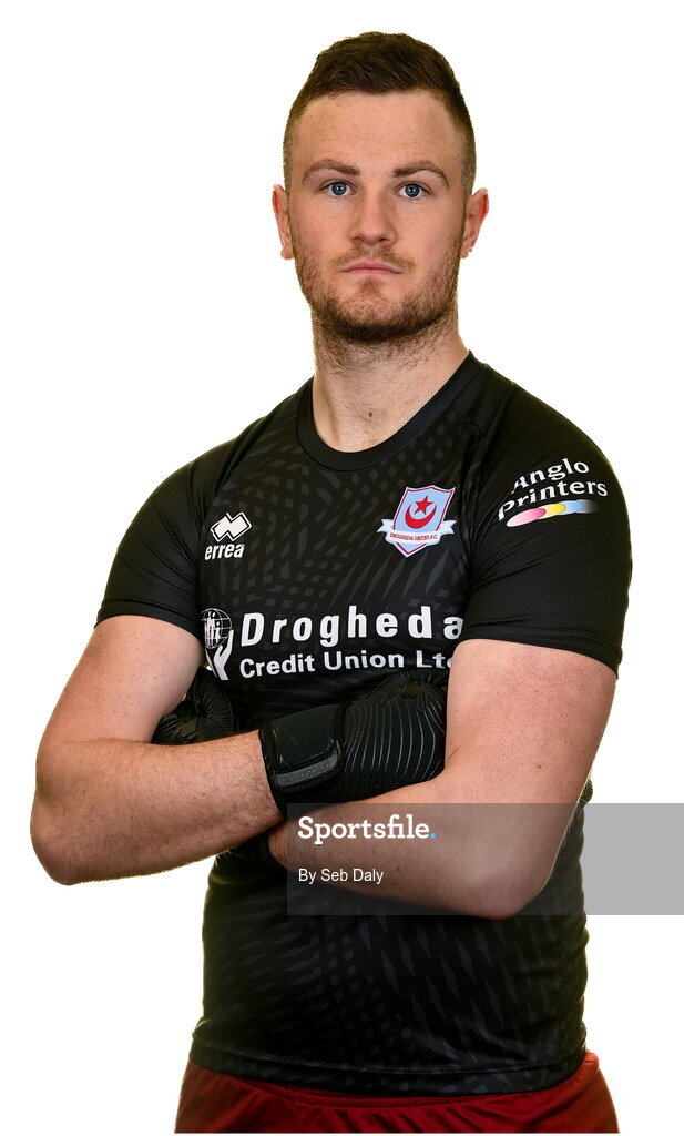 6 February 2023; Goalkeeper Colin McCabe stands for a portrait during a Drogheda United squad portrait session at Weaver's Park in Drogheda, Louth. Photo by Seb Daly/Sportsfile