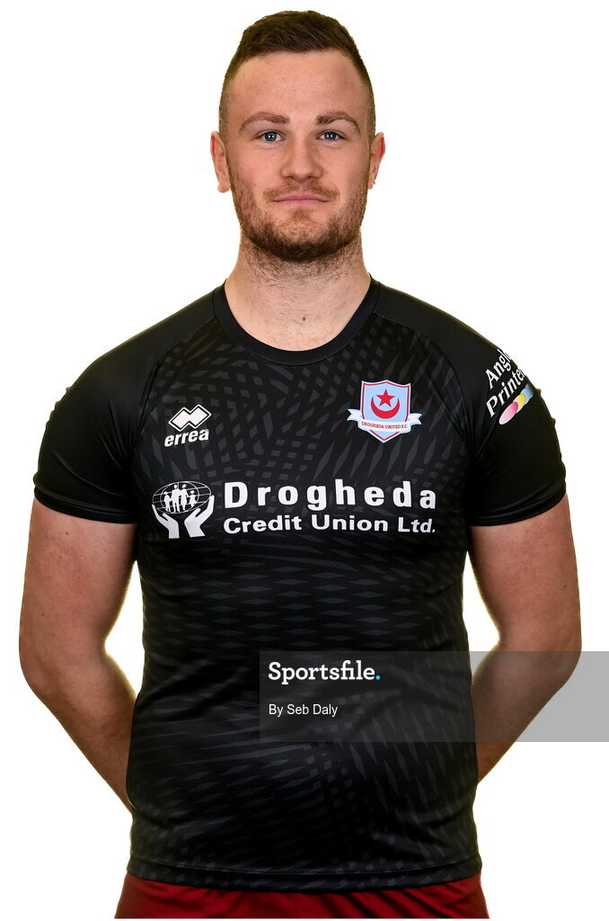 6 February 2023; Goalkeeper Colin McCabe stands for a portrait during a Drogheda United squad portrait session at Weaver's Park in Drogheda, Louth. Photo by Seb Daly/Sportsfile