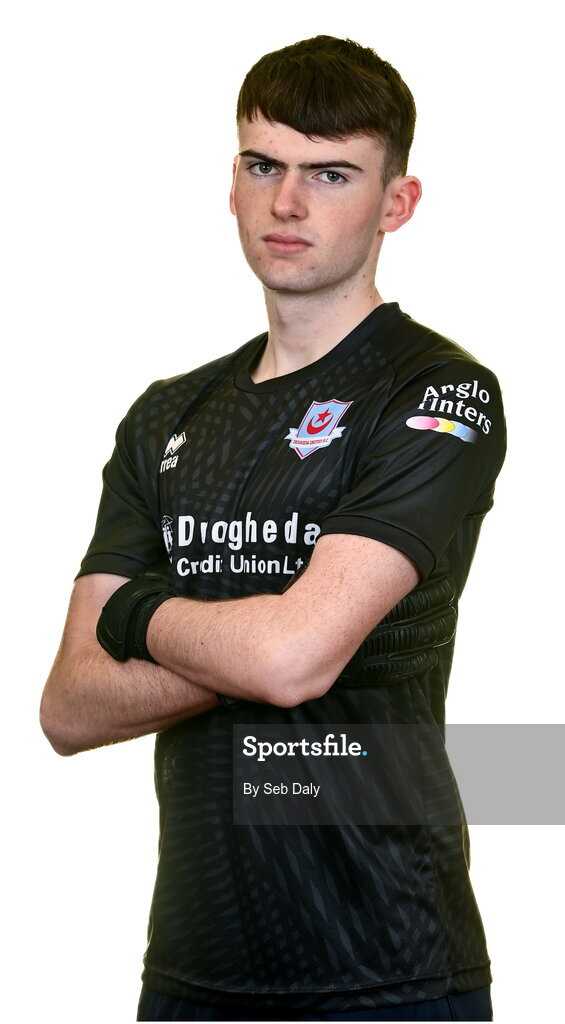 6 February 2023; Goalkeeper Andrew Wogan stands for a portrait during a Drogheda United squad portrait session at Weaver's Park in Drogheda, Louth. Photo by Seb Daly/Sportsfile