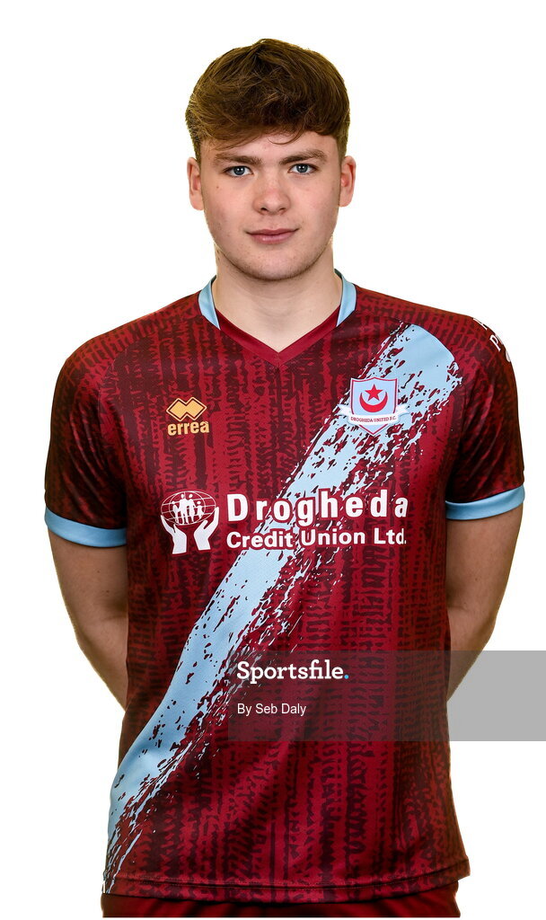 6 February 2023; Freddie Draper stands for a portrait during a Drogheda United squad portrait session at Weaver's Park in Drogheda, Louth. Photo by Seb Daly/Sportsfile