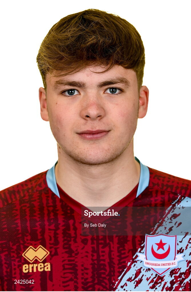 6 February 2023; Freddie Draper stands for a portrait during a Drogheda United squad portrait session at Weaver's Park in Drogheda, Louth. Photo by Seb Daly/Sportsfile