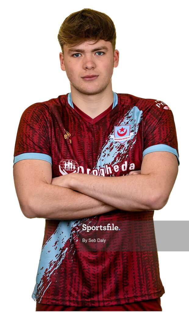 6 February 2023; Freddie Draper stands for a portrait during a Drogheda United squad portrait session at Weaver's Park in Drogheda, Louth. Photo by Seb Daly/Sportsfile