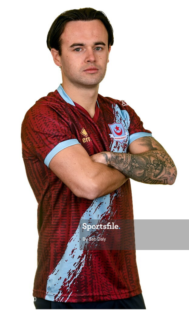 6 February 2023; Dylan Grimes stands for a portrait during a Drogheda United squad portrait session at Weaver's Park in Drogheda, Louth. Photo by Seb Daly/Sportsfile