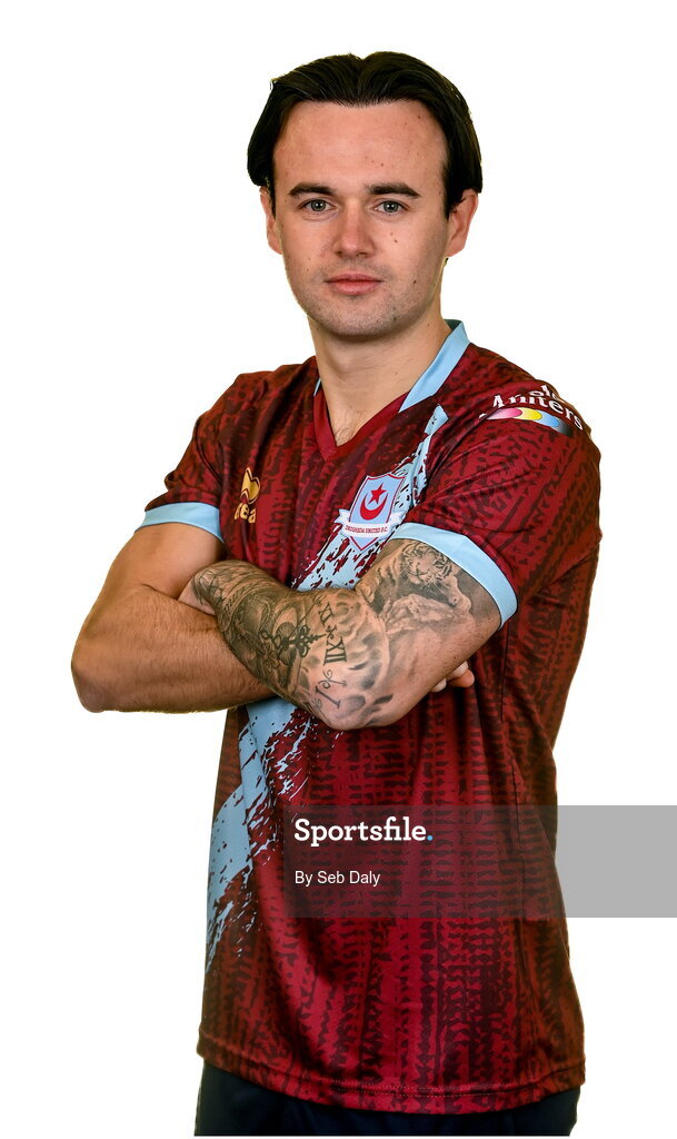 6 February 2023; Dylan Grimes stands for a portrait during a Drogheda United squad portrait session at Weaver's Park in Drogheda, Louth. Photo by Seb Daly/Sportsfile