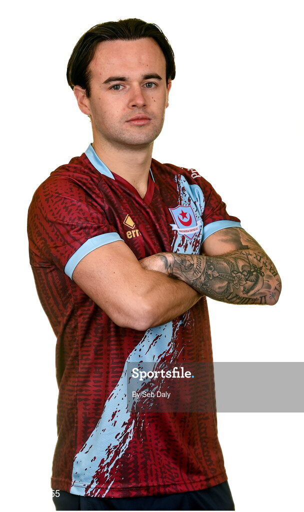 6 February 2023; Dylan Grimes stands for a portrait during a Drogheda United squad portrait session at Weaver's Park in Drogheda, Louth. Photo by Seb Daly/Sportsfile