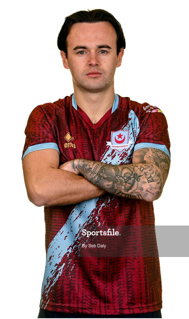 6 February 2023; Dylan Grimes stands for a portrait during a Drogheda United squad portrait session at Weaver's Park in Drogheda, Louth. Photo by Seb Daly/Sportsfile