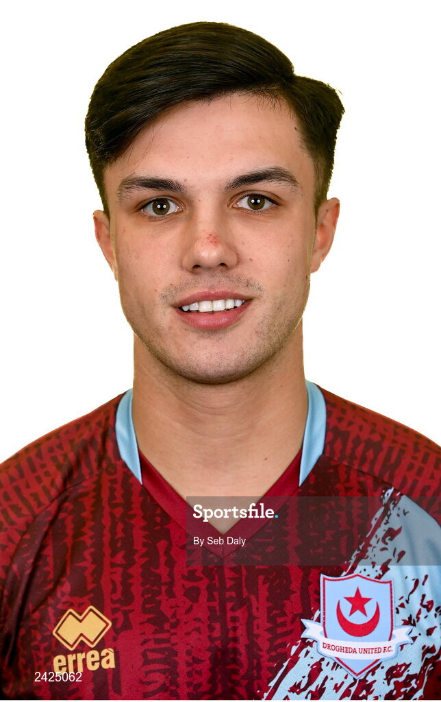 6 February 2023; Sean Brennan stands for a portrait during a Drogheda United squad portrait session at Weaver's Park in Drogheda, Louth. Photo by Seb Daly/Sportsfile